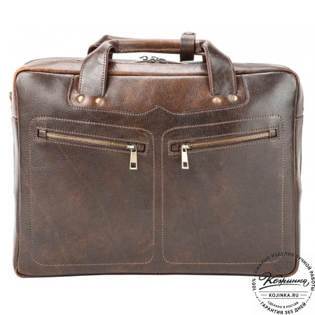 Кожаная мужская сумка-рюкзак "Генри" (коричневый эксклюзив)